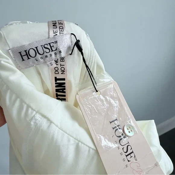 House of CB Chambery White Backless Ruched Mini Dress • NWT • Size S Open Back - Picture 8 of 16